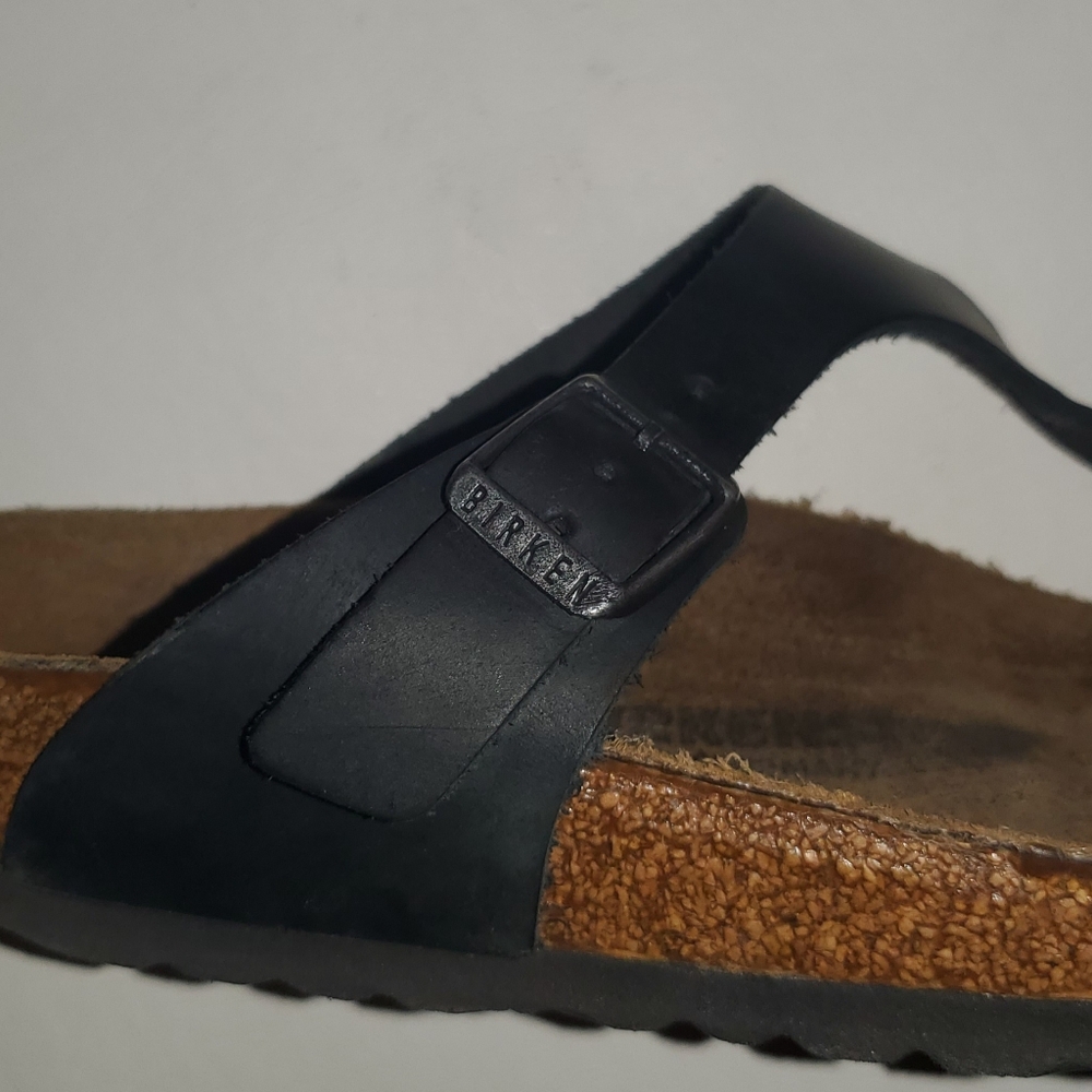 BIRKENSTOCK Gizeh Oiled Leather Black Sandals 38 7 - Picture 8 of 9